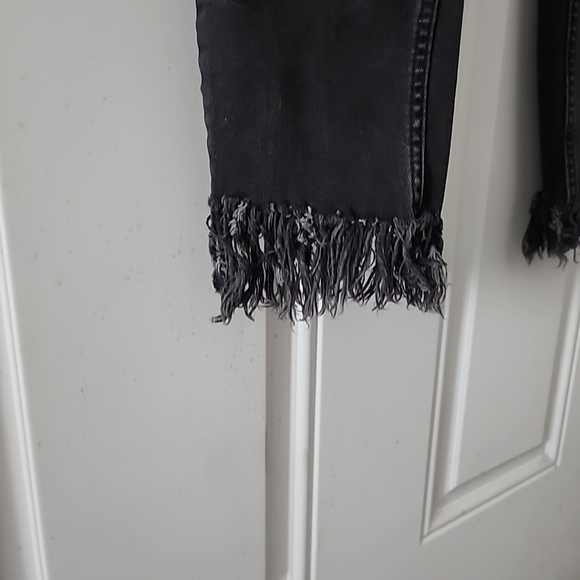 Free People Jeans Womens Size 26 Raw Hem Fringe Skinny Mid Rise Boho Ankle Chic - Picture 8 of 10
